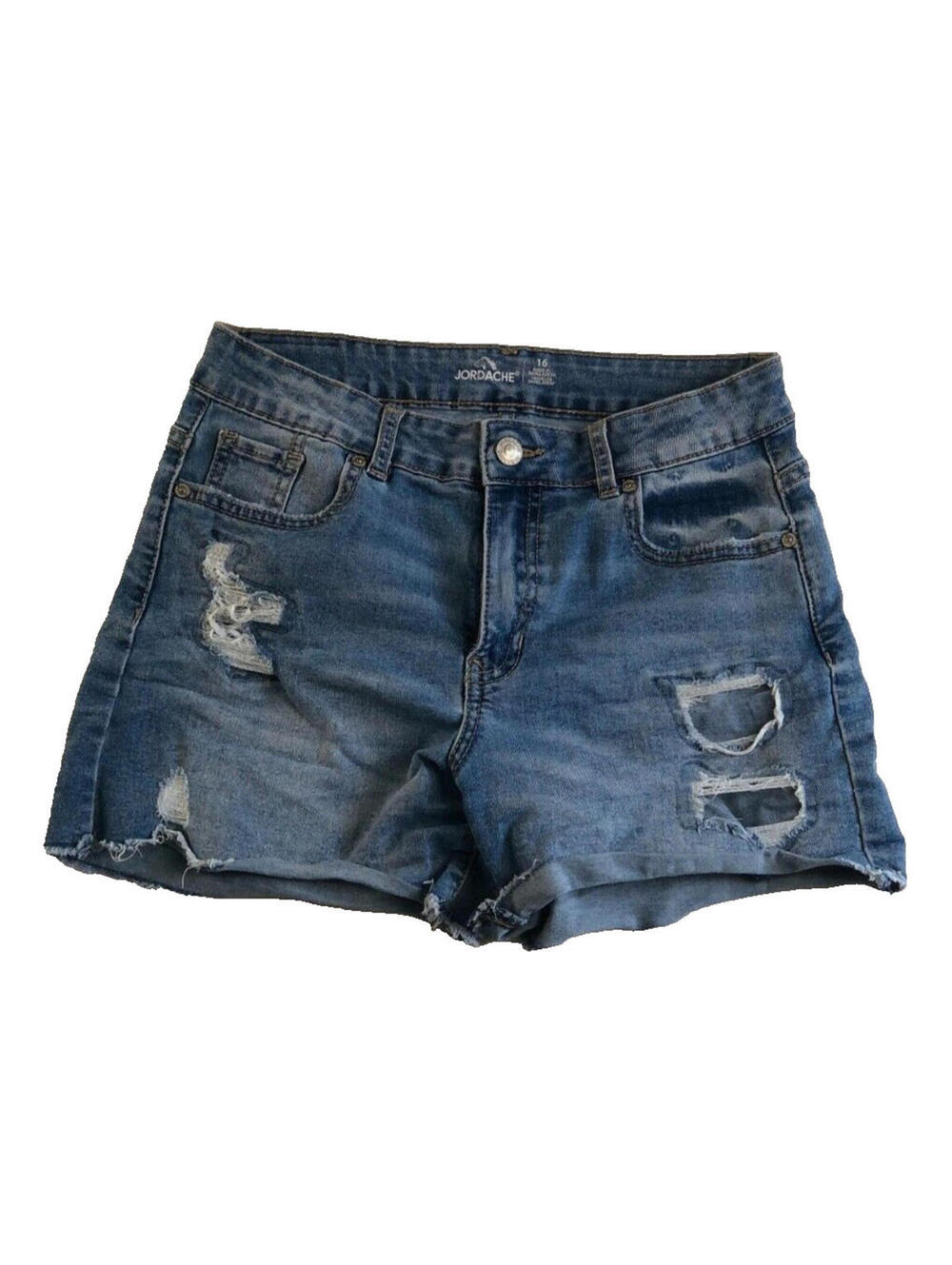 Jordache Shorts Girls Sz 16 Blue Denim Cut Off Medium Wash Distressed